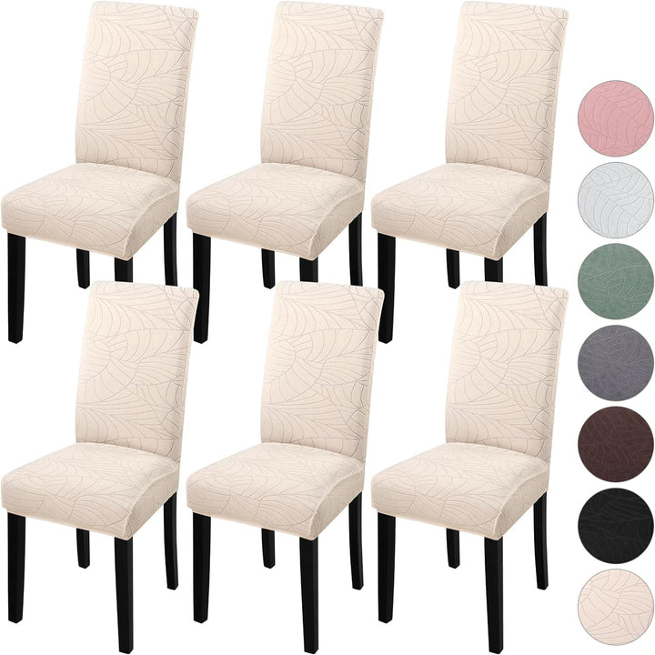 YISUN Stuhlhussen 6er Set Universal Stuhlhusse Stretch Jacquard Blätter Stuhlhussen, Hussen für Stüh
