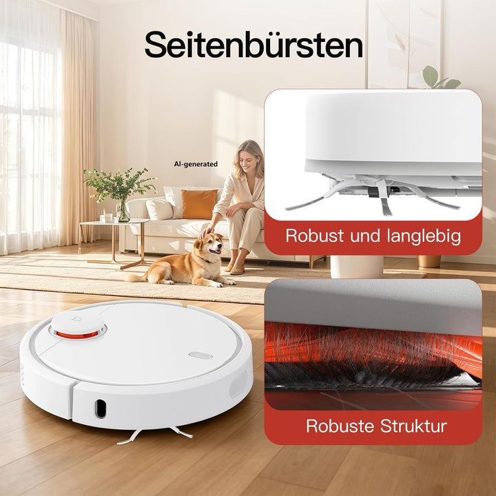 18 Stück Zubehör für Xiaomi S40C Saugroboter Ersatzteile, 1 Hauptbürste, 6 Seitenbürsten, 6 Wischpad