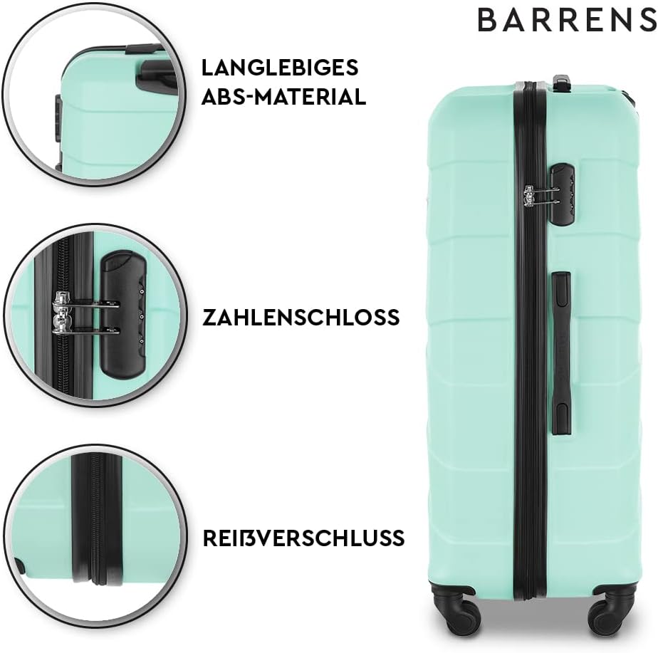 BARRENS Grosser Koffer | Aufgabegepäck | 77x52x29 cm | 90 L | 4x360 Grad Rollen | Flexibler Griff |