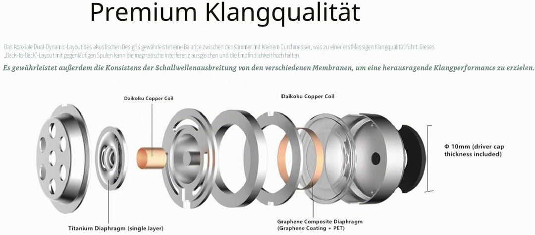 1More E1024BT-GD Stylish Dual Dynamic Driver BT In-Ear Kopfhörer, kabellos Bluetooth Kopfhörer mit 4