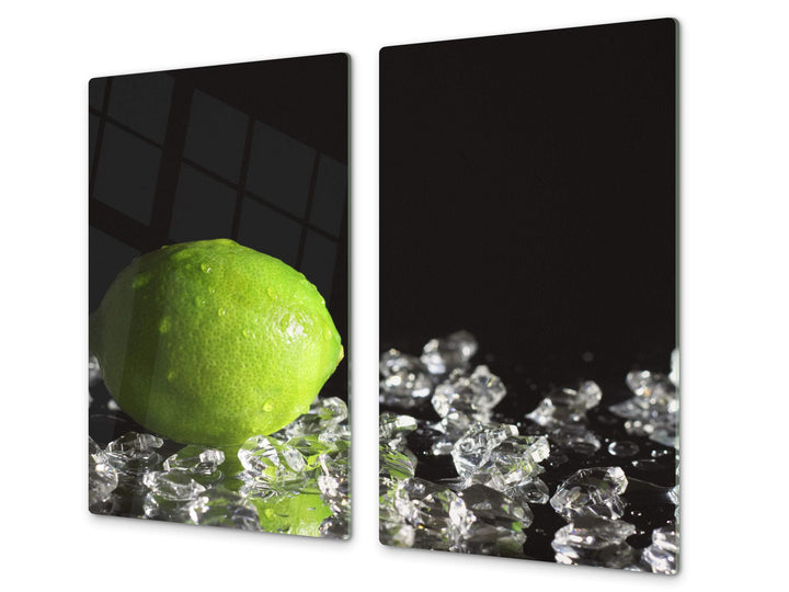 Küchenbrett aus Hartglas und Induktionskochplattenabdeckung – Schneideplatten SINGLE mit 60 x 52 cm