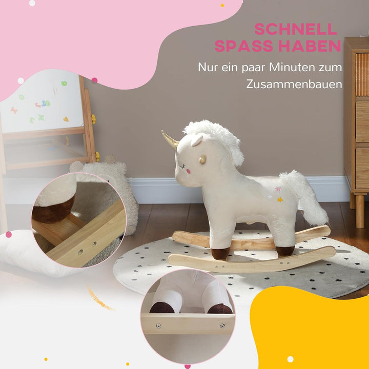 AIYAPLAY Schaukeltier, Baby Schaukelstuhl mit Unicorn Design, Sound, Schuakelsitz, Schaukelpferd, Sc