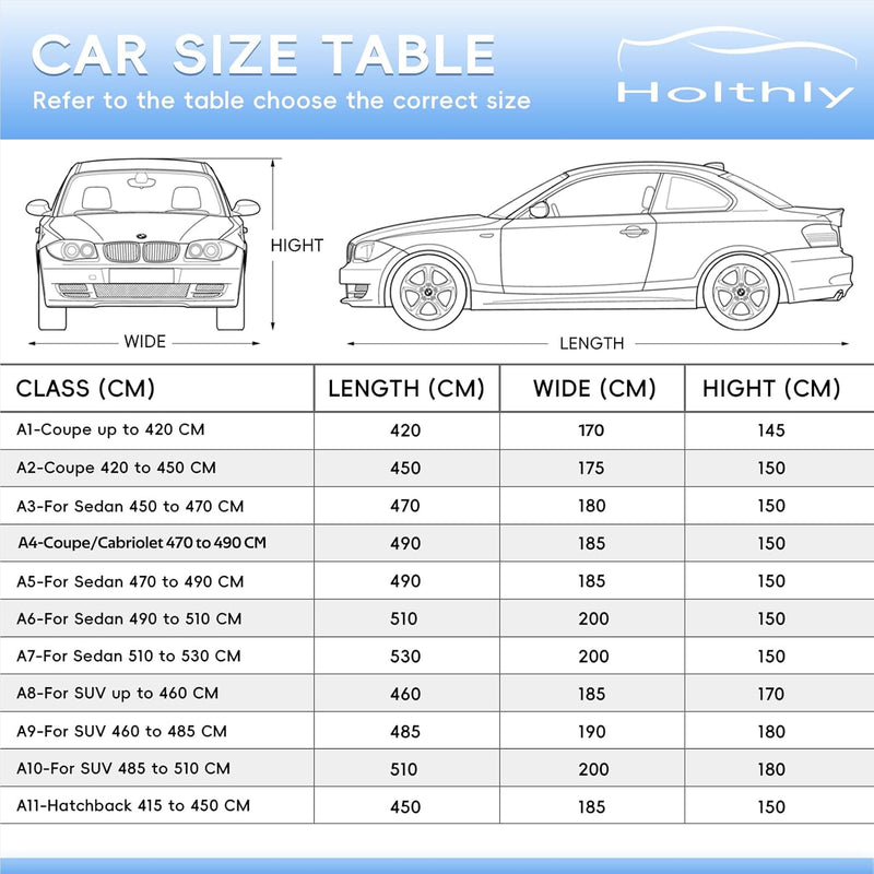 Holthly SUV Autoabdeckung Wasserdicht Atmungsaktiv,Auto-Abdeckplane für Vollgarage,Regen,Sonne,Staub