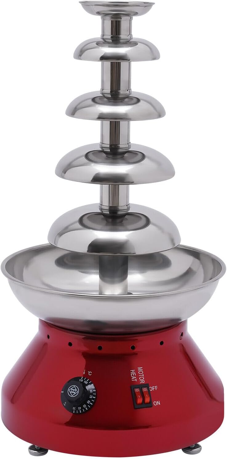 Chocolate Fountain Commercial Hot Chocolate Fondue Tower 5 Tier 7 lb Large Capacity Stainless Steel