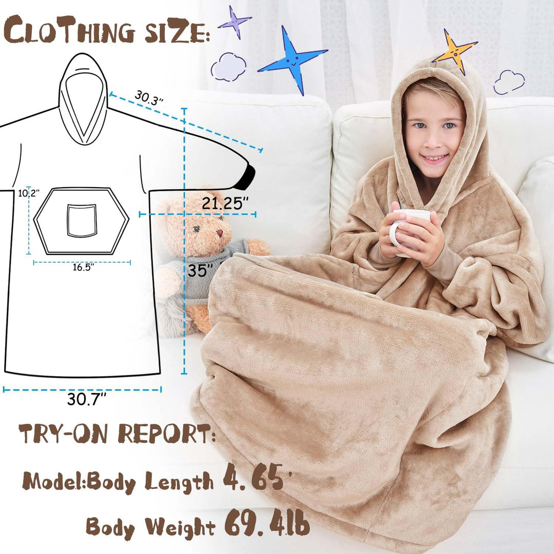 FUSSEDA Übergrosse Tragbare Decke Sweatshirt, Super Dicke Warme Sherpa Fleece Kuscheldecke Hoodie mi