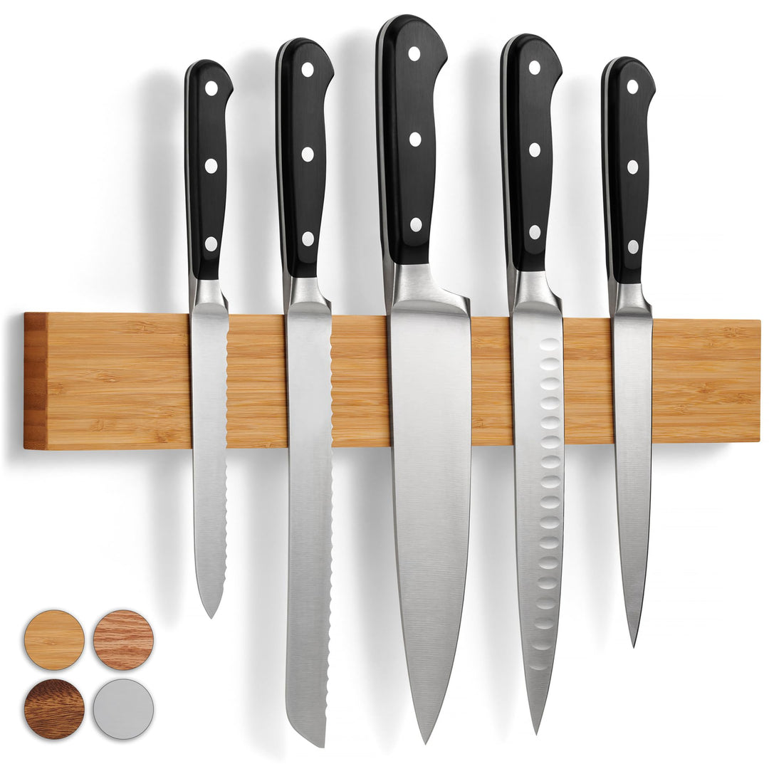 LARHN Magnetleiste Messer aus Bambus mit Extra Starkem Magnet - 40cm - Messerhalter Magnetisch Holz