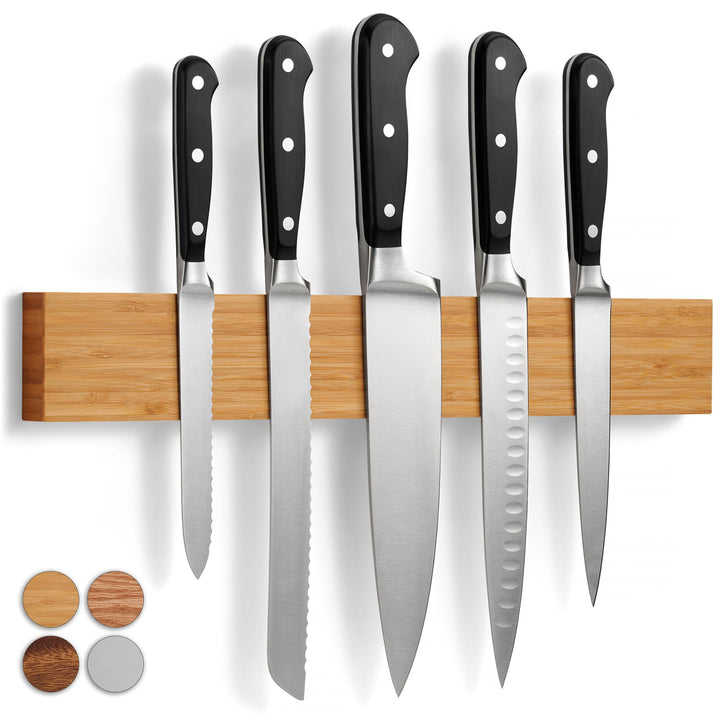 LARHN Magnetleiste Messer aus Bambus mit Extra Starkem Magnet - 40cm - Messerhalter Magnetisch Holz