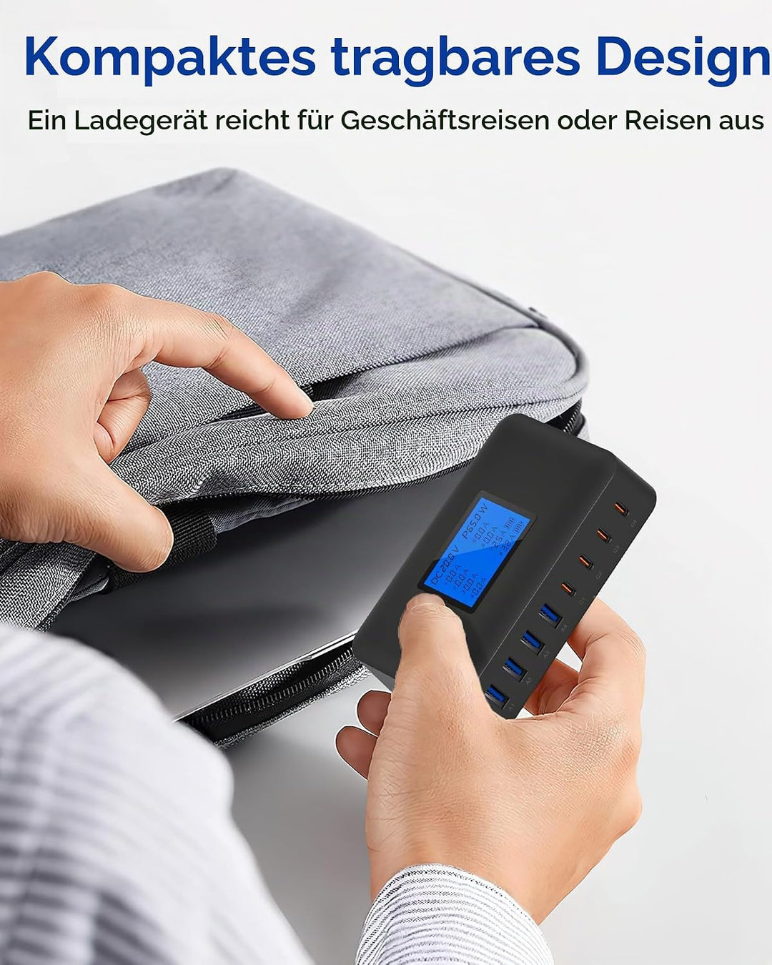200W USB C Ladegerät Mehrfach – 8-Port USB C Netzteil, USB Ladestation mit LCD Bildschirm, PD 65W Sc