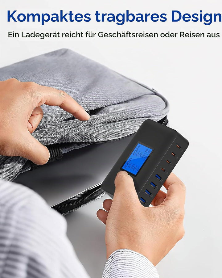 200W USB C Ladegerät Mehrfach – 8-Port USB C Netzteil, USB Ladestation mit LCD Bildschirm, PD 65W Sc