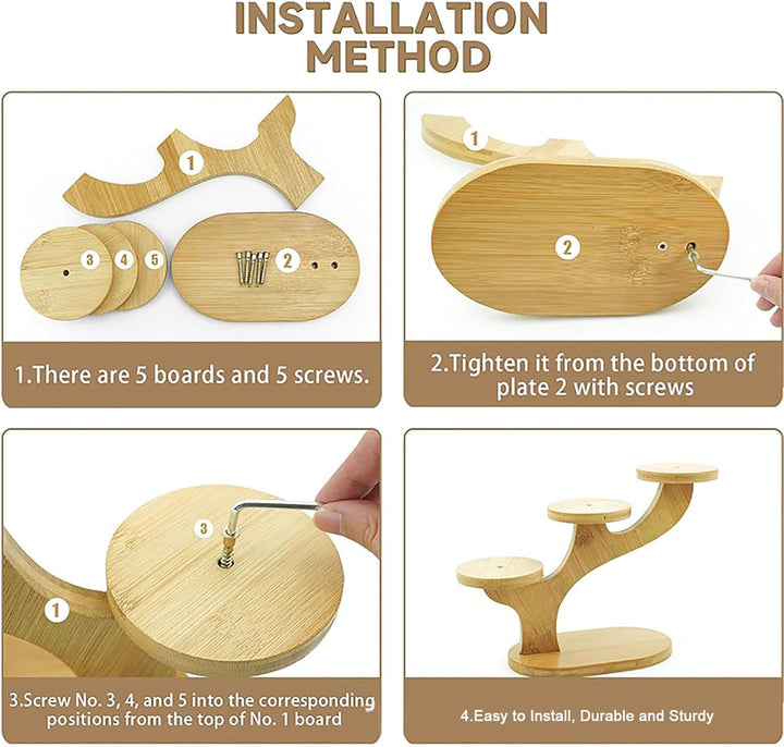 3 Etagen Mini Bambus-Pflanzenständer für den Innenbereich, Abgestuftes Sukkulenten-Fensterbrett-Rega