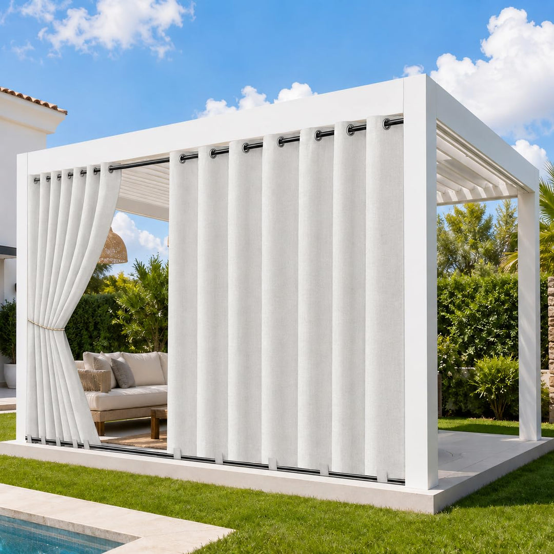 Rosnek Outdoor Vorhang Wetterfest Extra Breit B254 x H274 cm, 100% Blickdicht Winddicht mit Ösen Obe
