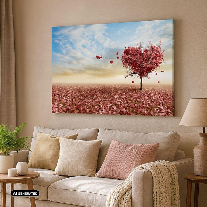 Bilder auf Leinwand 100x70cm Leinwandbild Abstraktion Herbst Baum Blatt Gross Wanddeko Bild Schlafzi