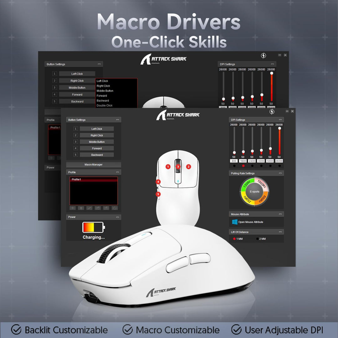 ATTACK SHARK X3 49g Ultralight Mouse, PixArt PAW3395 Gaming Sensor, BT/2.4G Wireless/Wired Gaming Mo