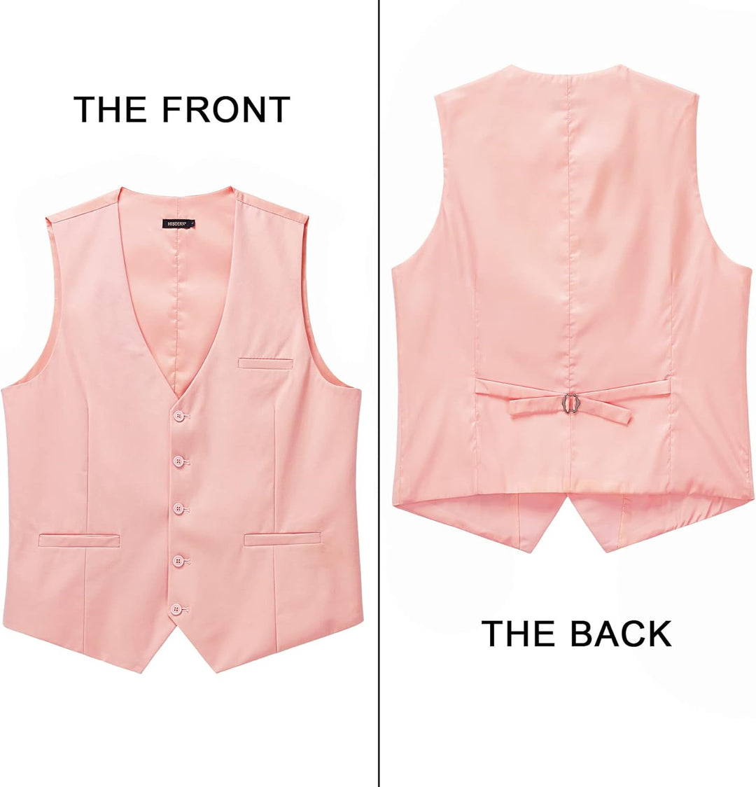 HISDERN Herren Formale Hochzeit Party Weste Baumwolle Einfarbig Weste 3XL Z1 - Rosa, 3XL Z1 - Rosa