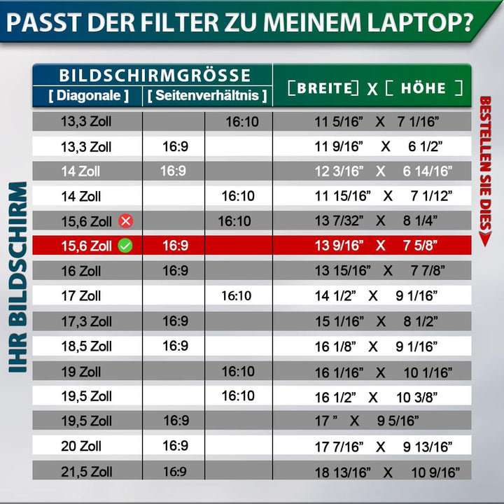STARY 15,6 Zoll Laptop Sichtschutzfolie für 16:9,Abnehmbarer Anti Spy Bildschirm Blickschutzfolie,15