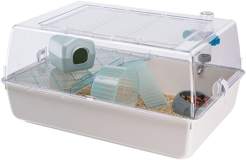 Ferplast Hamsterkäfig, Mäusekäfig MINI DUNA HAMSTER Zweistöckiger kleiner Käfig, Lüftungsgitter, Tra