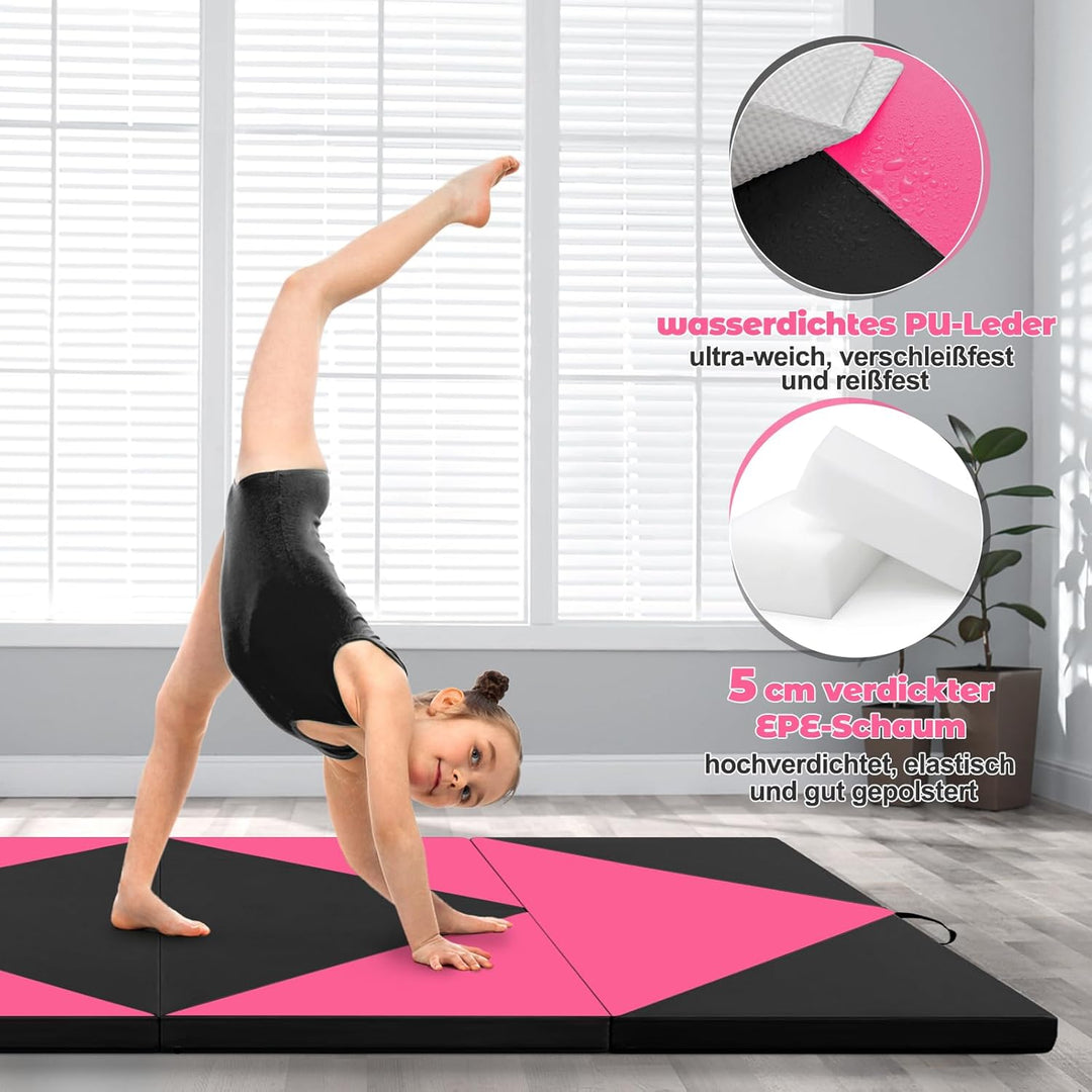 COSTWAY Weichbodenmatte klappbar, Gymnastikmatte tragbar, Yogamatte Turnmatte Klappmatte Fitnessmatt