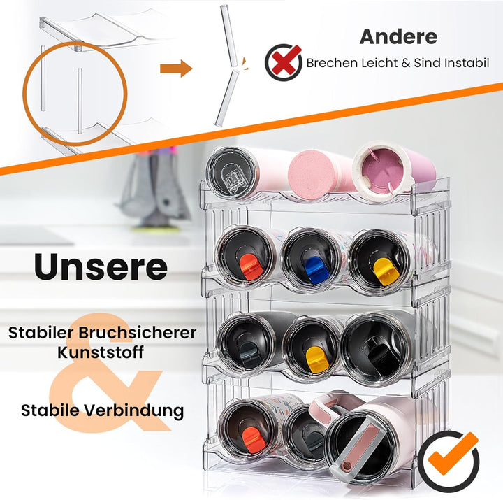 Stapelbar Flaschenregal, Flaschenhalter für Küche Schrank Flaschen Organizer, Kühlschrank Getränke O