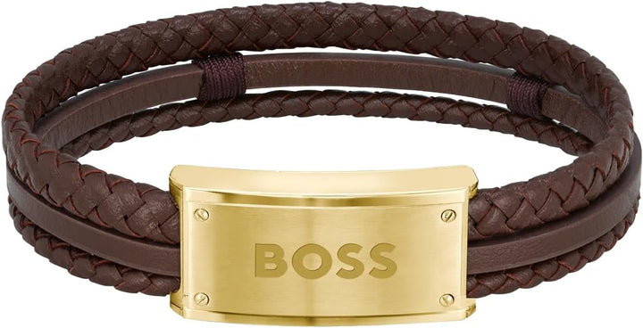 BOSS Jewelry Lederarmband für Herren Kollektion GALEN Brown, Brown