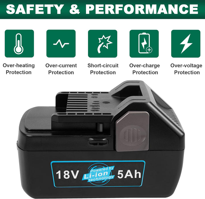 LabTEC 2 Packs BSL1830 Batterie für Hitachi, 18V 5000mAh Lithium Akku für Hitachi BSL1815 BSL 1815X