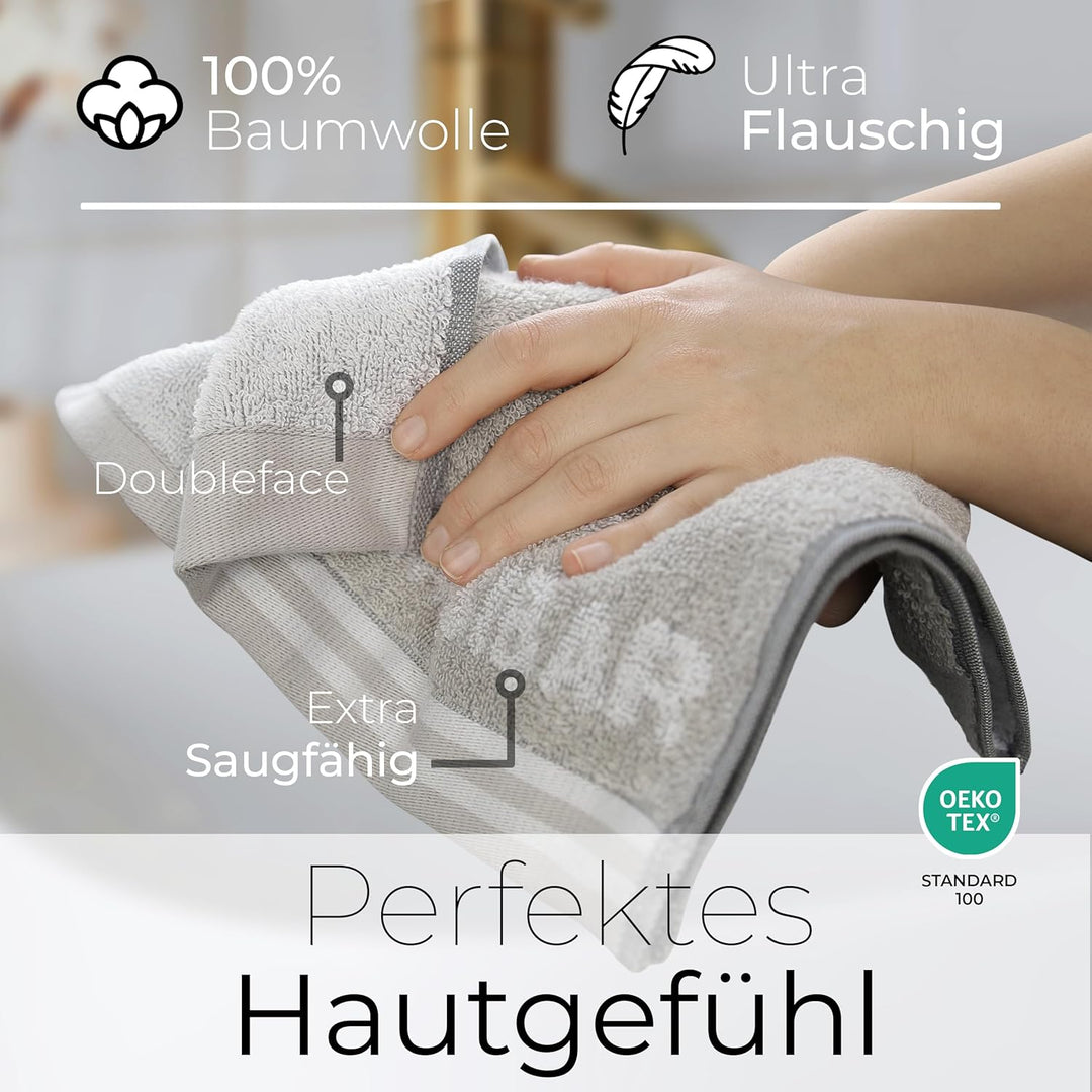 Sansibar Gästetuch Doubleface 6er 30x50 cm Handtuch Seiftuch Zweifarbig 100% Baumwolle Gestreifte Bo