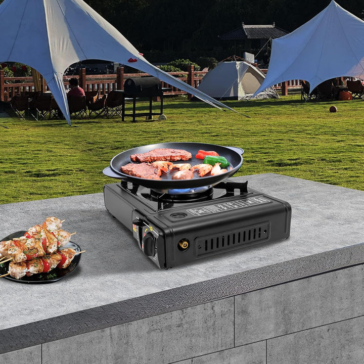 Tragbarer Elektrogrill | 2500W Outdoor Grill mit Butan-Gas-Kartusche | Leichter Holzkohlegrill für C