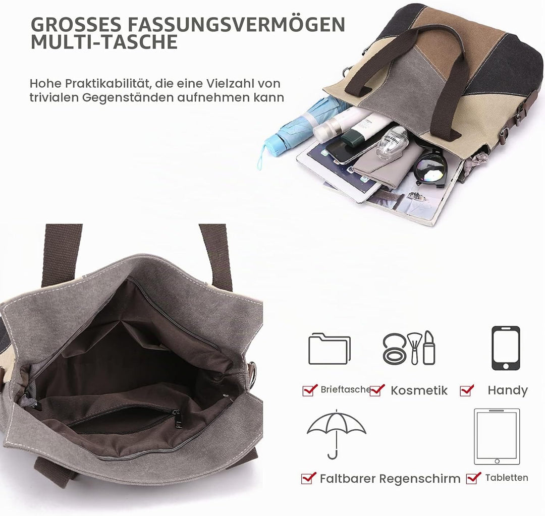 NICOLE &amp; DORIS Damen Handtasche Canvas Shopper Schultertasche Mehrfarbige Tote Tasche Casual Umhänge