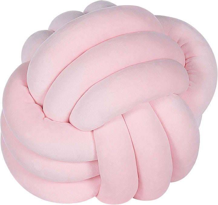 Modernes Knoten-Ball Dekokissen Samtstoff rosa rund 30 x 30 cm Malni