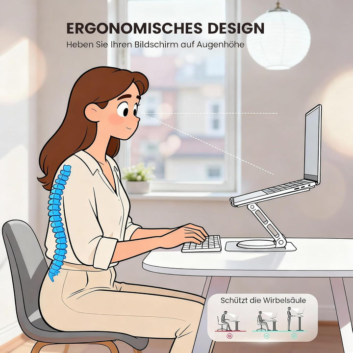 Generisch Laptopständer höhenverstellbar 360° drehbar – Ergonomischer Notebookständer mit Handyhalte