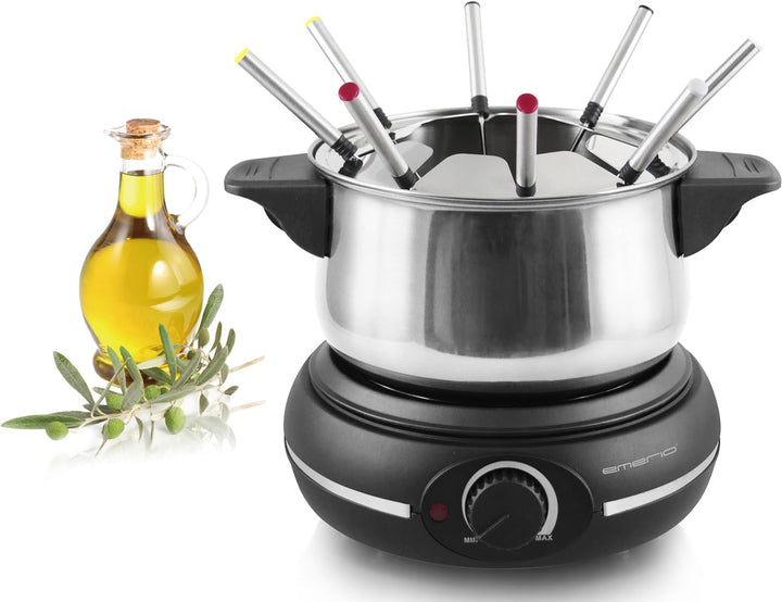 Emerio elektrisches Fondue Set für bis zu 8 Personen | nutzbar als Öl-, Brühe-, Schoko oder Käse-Fon
