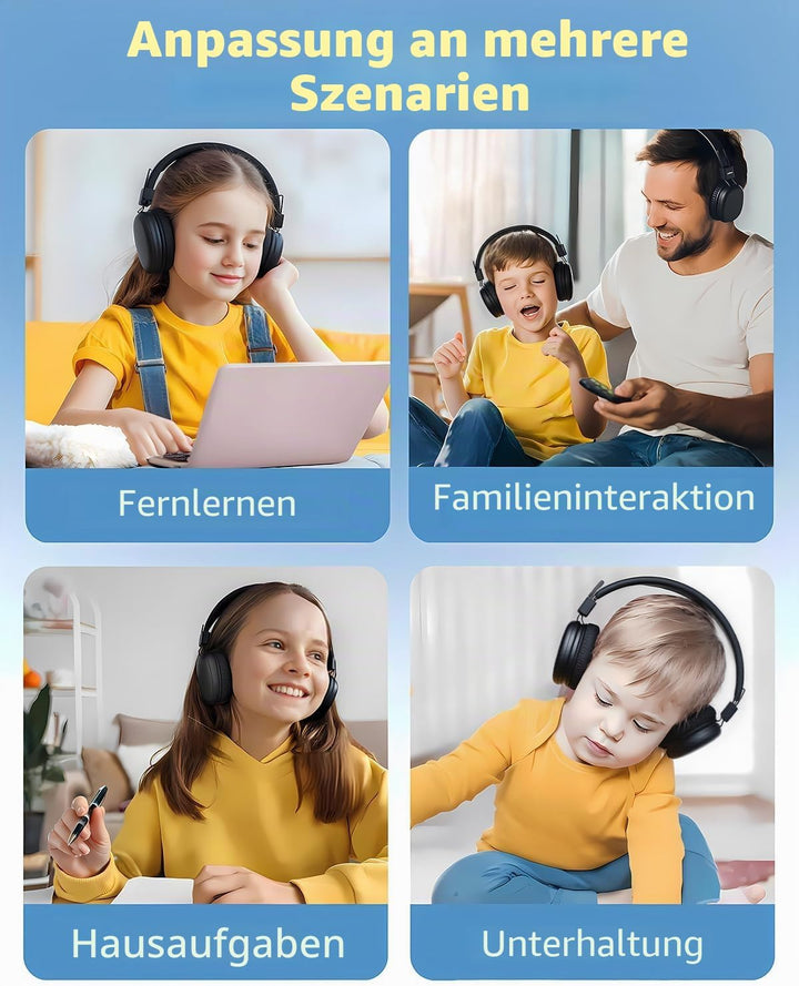 Bluetooth Kopfhörer Kinder, Over Ear Kinderkopfhörer mit klinkenstecker, Bluetooth5.4, 85/94dB Lauts