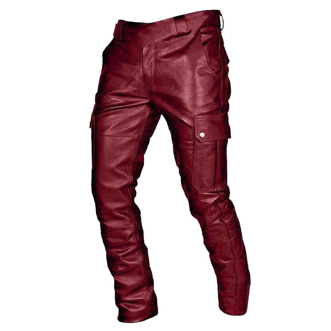 Ansenesna Hose Herren Leder Lederoptik Lang Vintage Lederhose Männer Mit Seitentaschen Regular Fit F