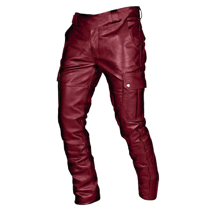 Ansenesna Hose Herren Leder Lederoptik Lang Vintage Lederhose Männer Mit Seitentaschen Regular Fit F