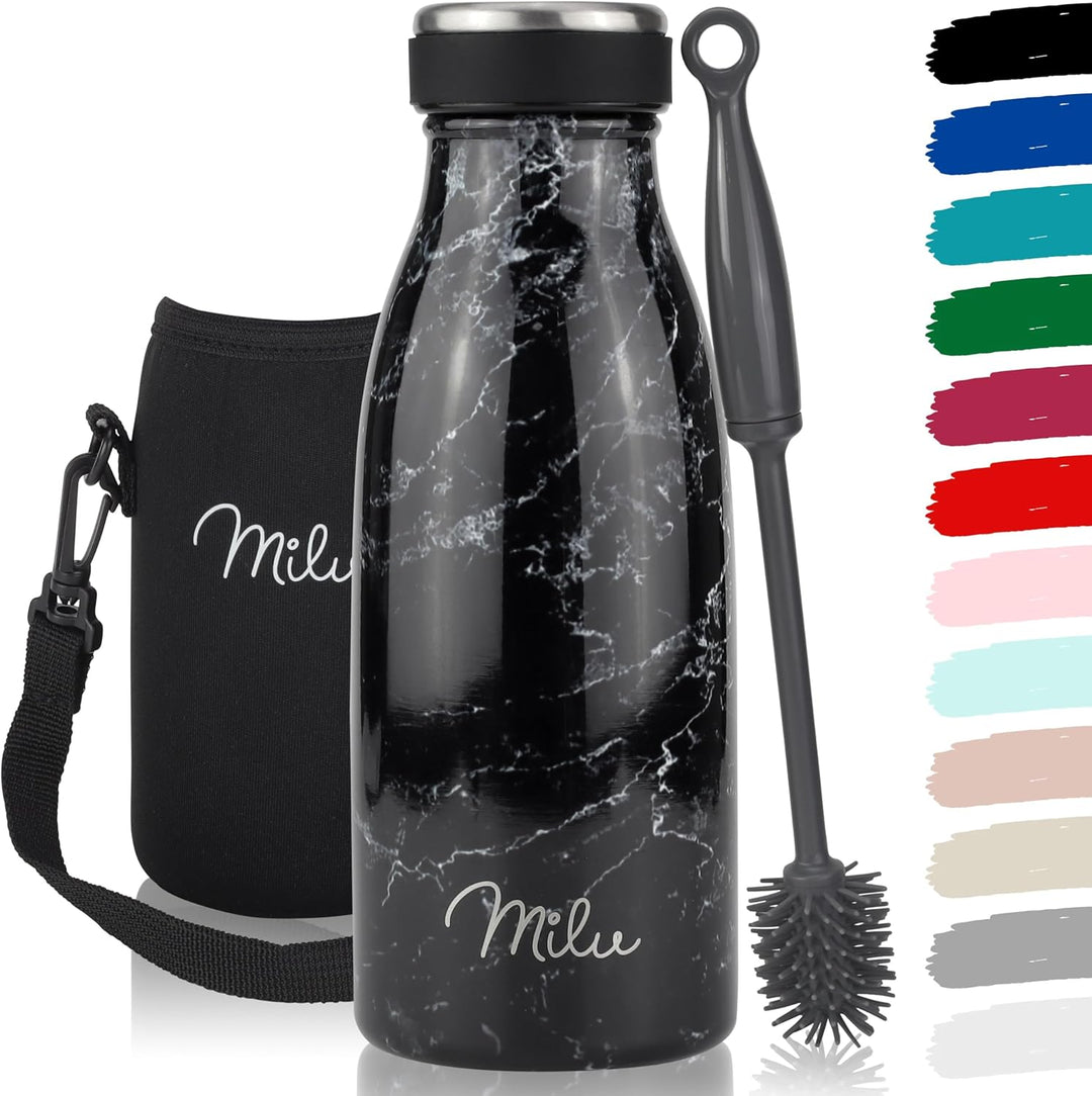 Milu Edelstahl Trinkflasche 350ml, 500ml, 750ml, 1L, 1,5L – Thermosflasche für Kinder Erwachsene aus