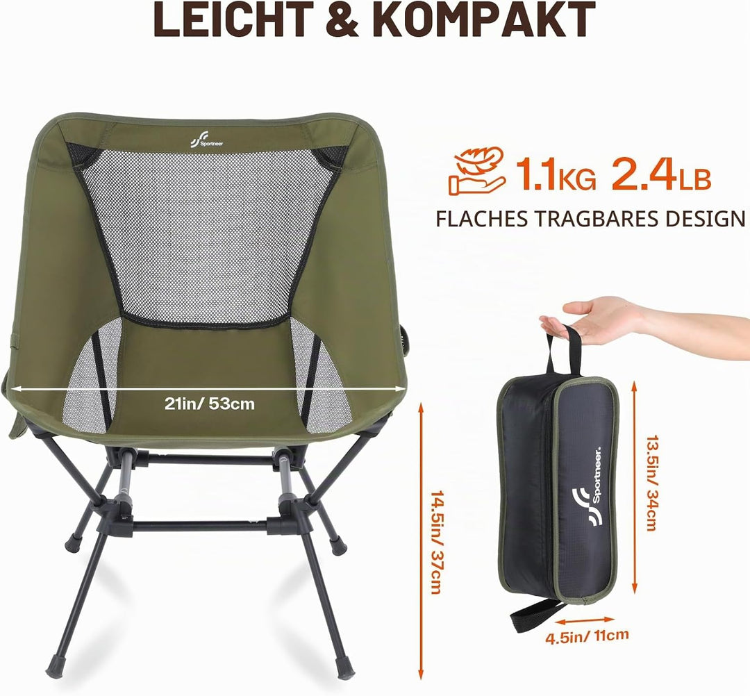 Sportneer Campingstuhl Faltbar Camping Stuhl Tragbarer Campingstühle 150Kg Faltstuhl Ultraleichter P