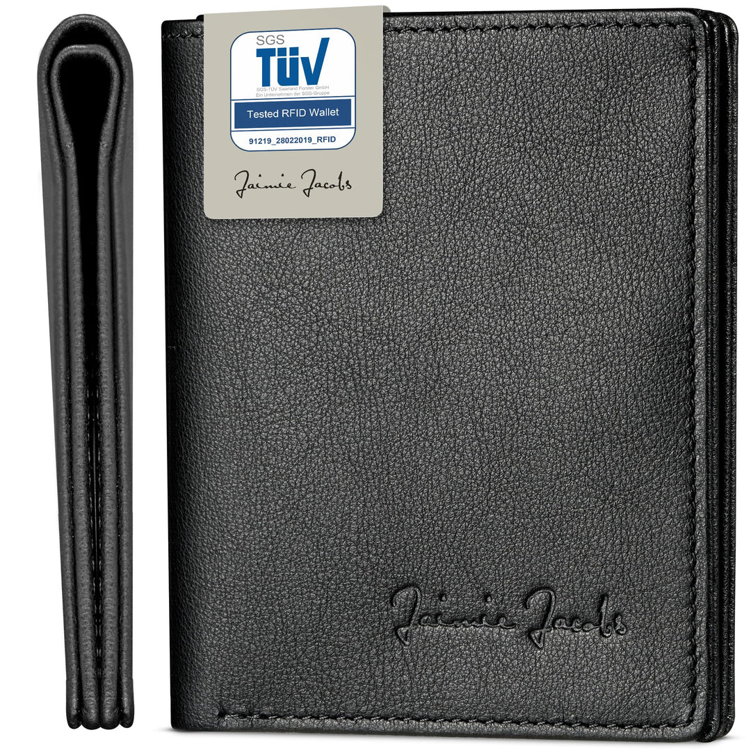 Jaimie Jacobs SLIMSTAR Geldbeutel dünne Geldbörse echtes Leder Slim Wallet Hochformat RFID-Schutz He