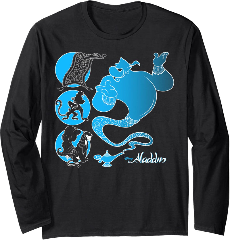 Disney Aladdin Genie And Friends Blue Silhouette Langarmshirt