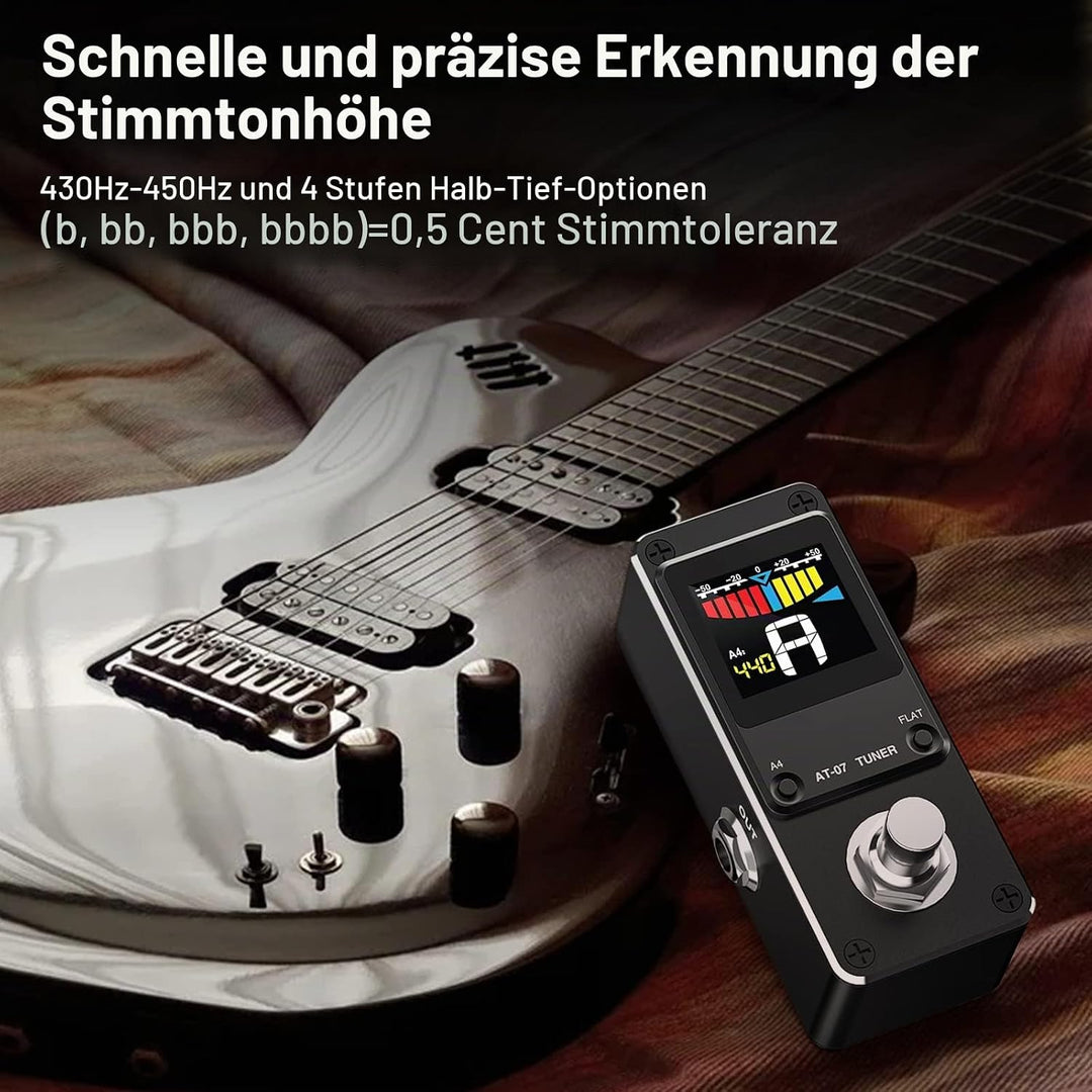 Stimmgerät-Pedal, LEKATO Chromatisches Stimmgerät-Pedal mit zwei Modi für Gitarre und Bass - Mini St