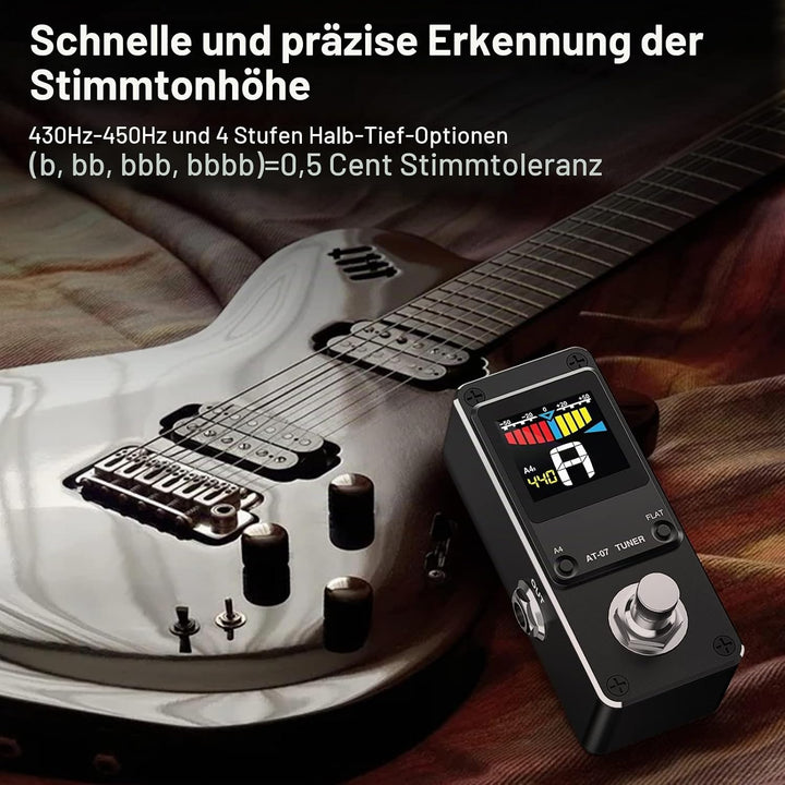 Stimmgerät-Pedal, LEKATO Chromatisches Stimmgerät-Pedal mit zwei Modi für Gitarre und Bass - Mini St