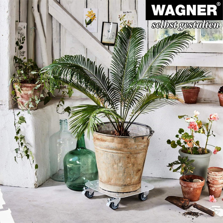 Wagner Pflanzenroller Alaska 29 x 29 x 7,5 cm I Blumenroller für Aussenbereich + Innenbereich I Kübe