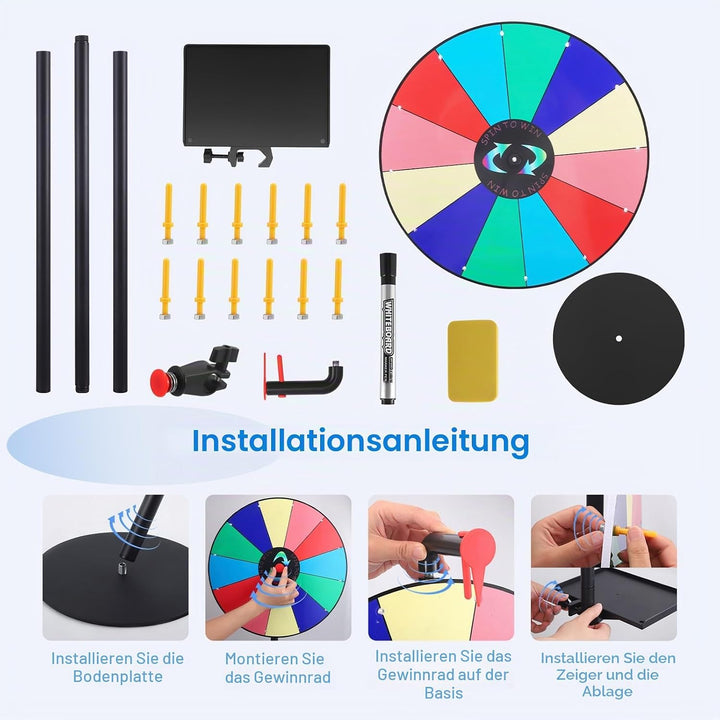 17'' Glücksrad zum Drehen Gross mit 14 Farben, 43cm Höhenverstellbar Gluecksrad Gluecksrad Spielzeug