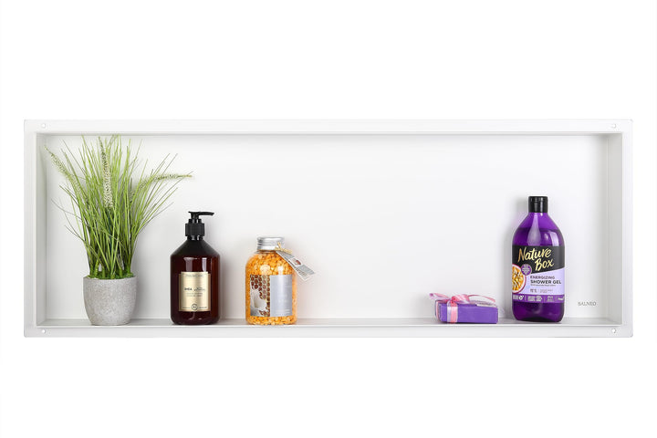 Balneo Wall-Box NO Rim wandnische dusche Edelstahl Duschnische 90x30x10 cm, weiss, wasserdicht, Nisc