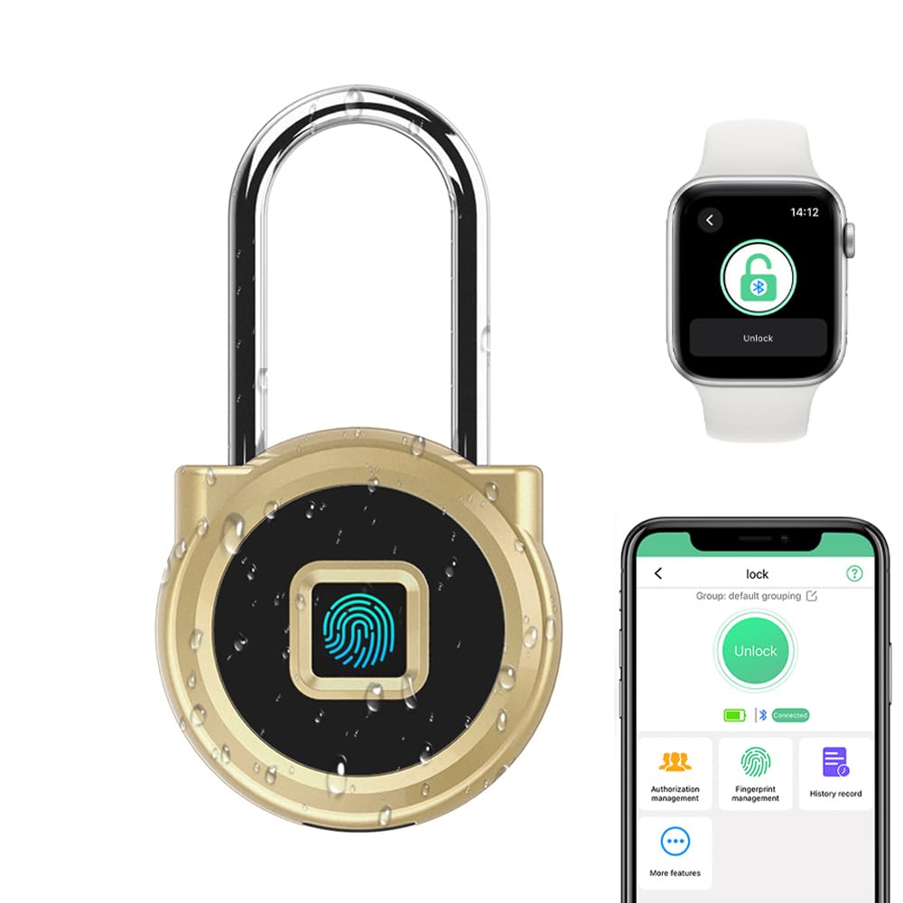 Langes Vorhängeschloss eLinkSmart Langer Bügel 45mm mit Fingerabdruck Telefon App Wetterfest Zahlens