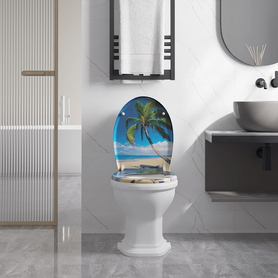 WOLTU Toilettendeckel mit Absenkautomatik, WC Sitz Deckel oval, Klodeckel mit Quick-Release für einf