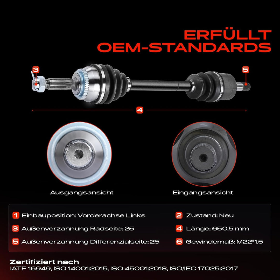 Frankberg Antriebswelle Vorderachse Links Kompatibel mit Coupe GK 2001-2009 Elantra XD 2000-2006 Ela