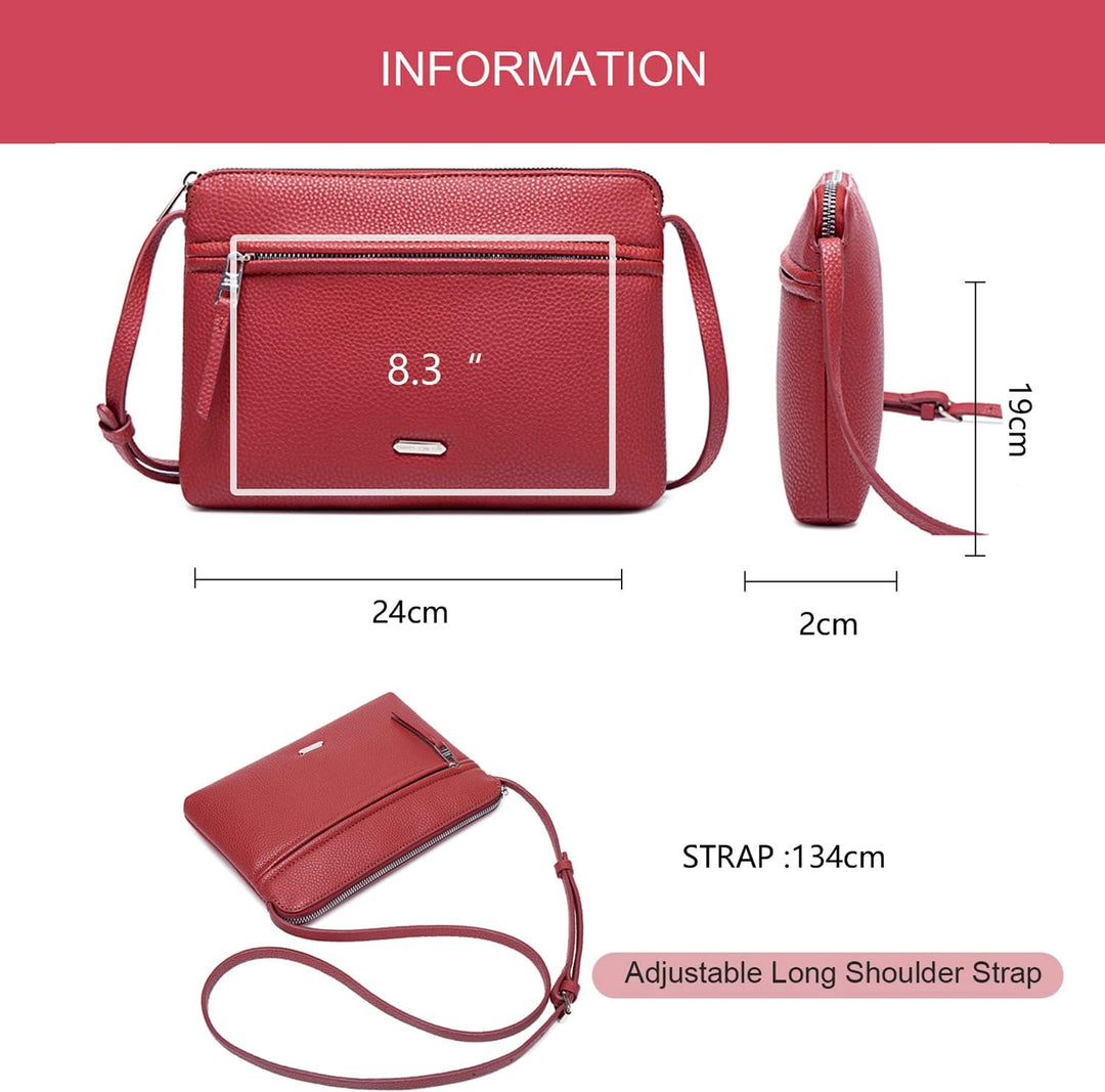 David Jones - Damen Umhängetasche - Kleine Flache Handtasche PU Leder - Tasche Klassiche Elegante Be