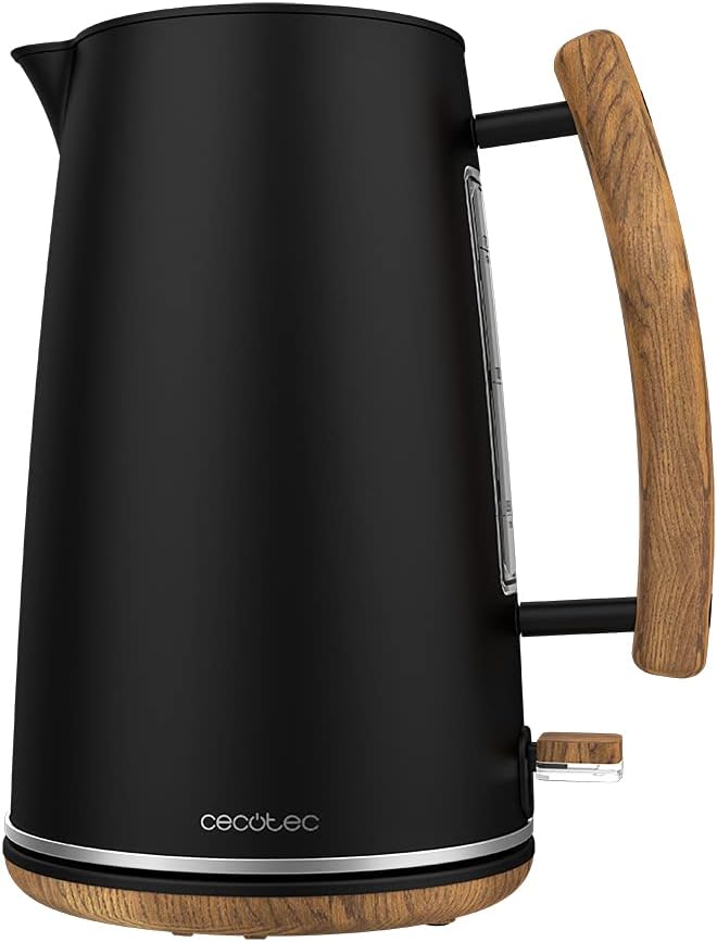 Cecotec Wasserkocher Thermosense 400 Black Woody 1,7 Liter Fassungsvermögen und 3000 W Schwarz, Schw