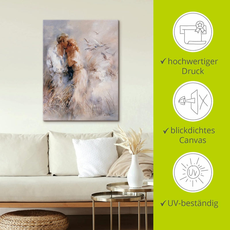 ARTland Leinwandbilder Wandbild Bild auf Leinwand 45 x 60 cm Menschen Paar Malerei Creme Dichte Harm