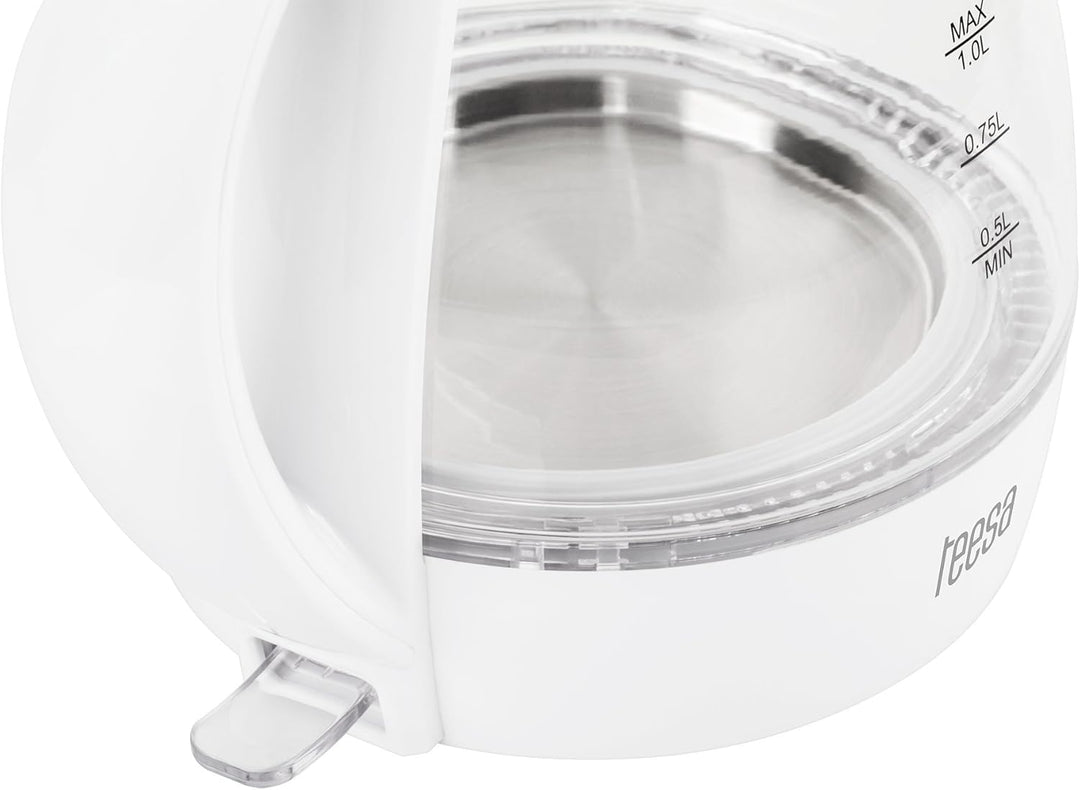 TEESA Kabelloser elektrischer Wasserkocher 1L, TSA1030B, weiss