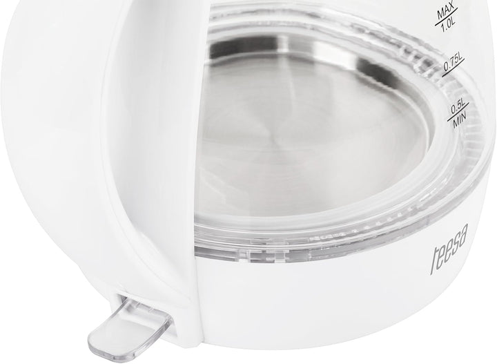 TEESA Kabelloser elektrischer Wasserkocher 1L, TSA1030B, weiss